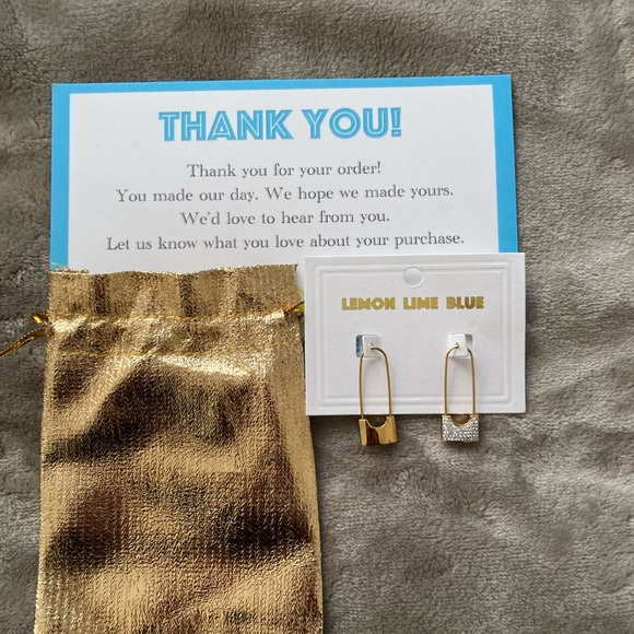 3-in-1 18K Gold Plated Safety pin padlock CZ PAVE Dangle Earrings - Picture 6 of 6